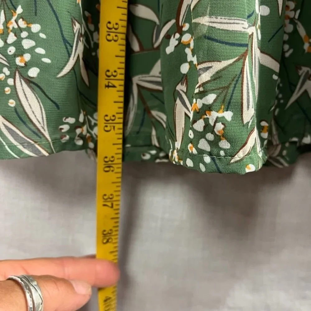 Lush Wrap Top Flutter Sleeve Midi Dres Womens S Sage Green‎ Floral Tiered Ruffle